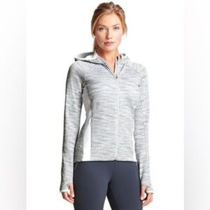 Athleta Snowscape Hoodie Full Zip Jacket White Grey Heather XS